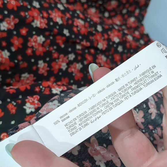 ZARA Ruffle Floral Cottage Dress midi maxi Black red NWT XXl - Picture 13 of 15